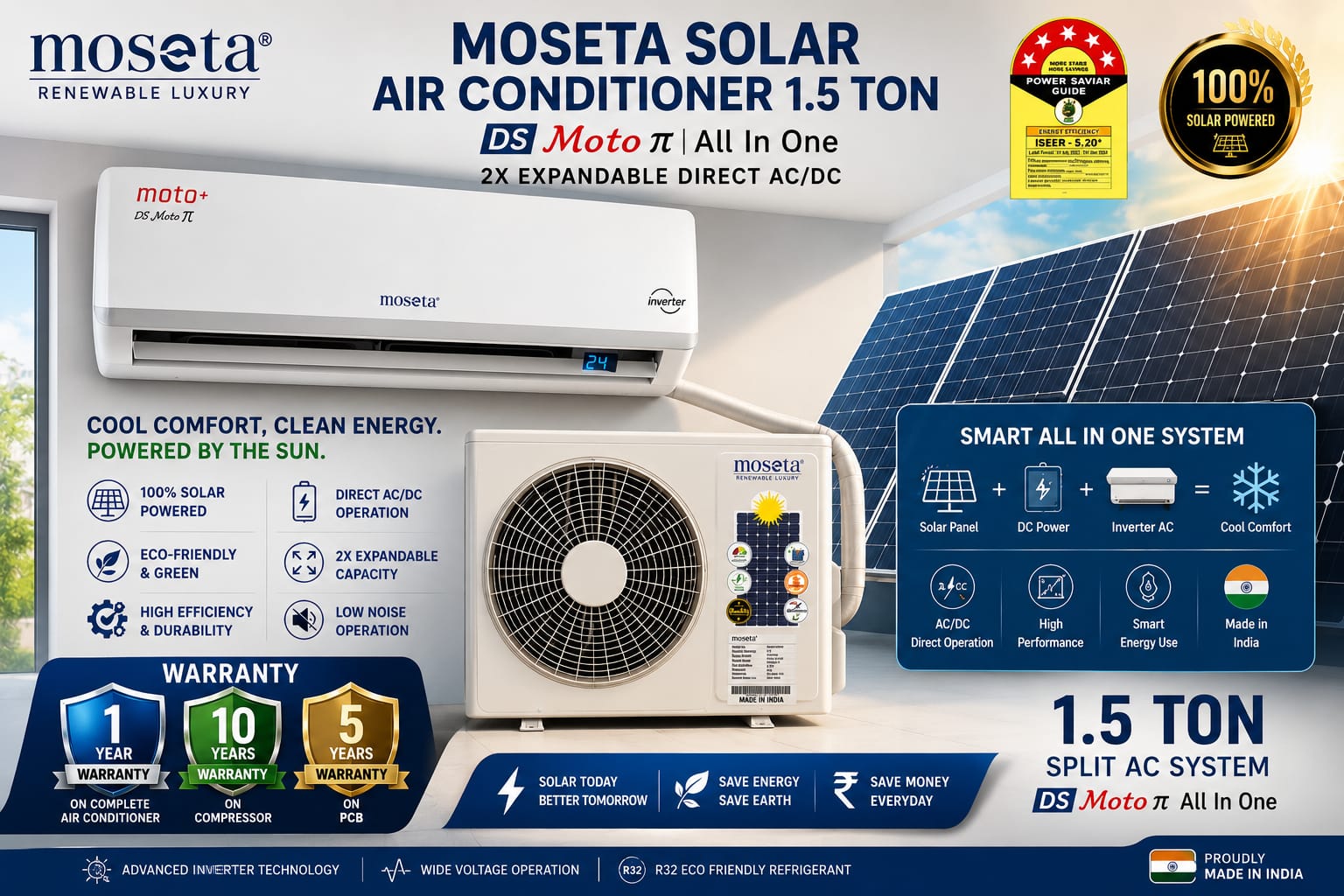 moseta solar air conditioner 1.5 ton – ds moto π all in one ac/dc inverter split ac moseta solar air conditioner 1.5 ton – ds moto π all in one ac/dc inverter split ac